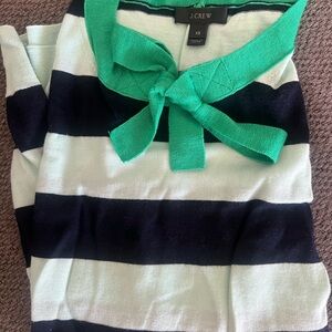 J. Crew Mint and Navy Striped Knit Top